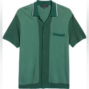 RAG & BONE  Avery Herringbone Knit Snap Front Shirt